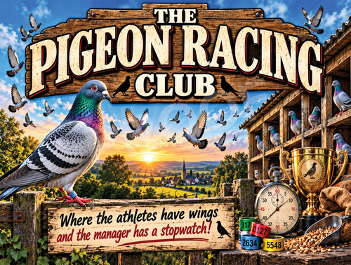 Pigeon racing metal sign - sign, funny